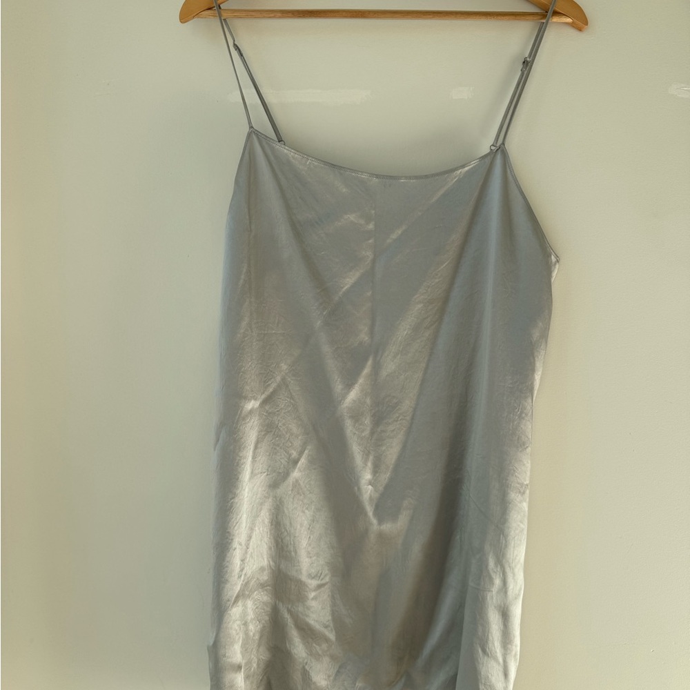 Silver Satin Slip Dress